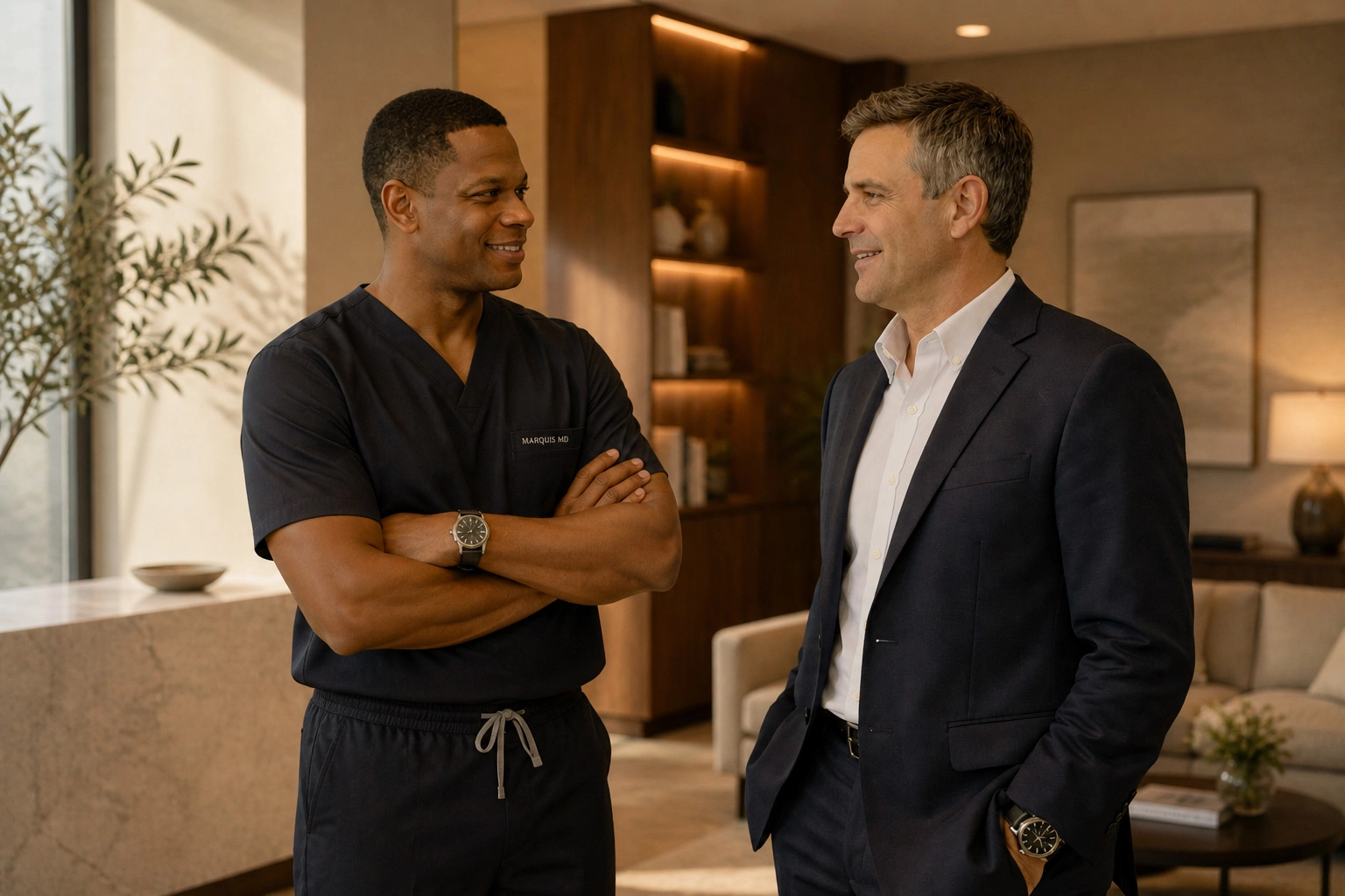 A physician and patient in conversation